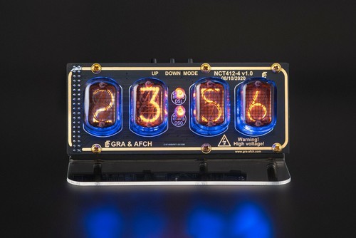 DIY KIT IN-12 Nixie Tube Clock on Acrylic Stand with Sockets 12/24H GOLD\BLACK - Picture 2 of 6