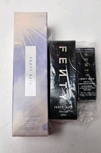 Fenty Icon The Case, The Fill Semi Matte Lipstick + Fenty Skin Hydra Vizor