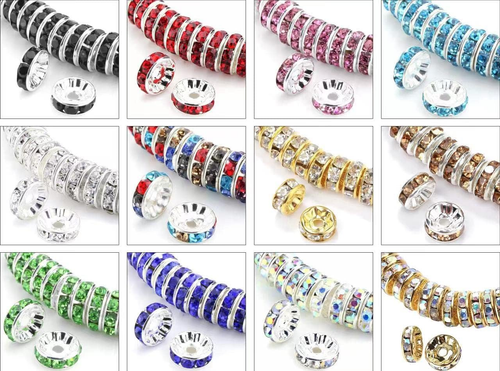 300PCS Rondelle Spacer Beads for Jewelry Making 6Mm Rhinestone Spacer Beads - Picture 4 of 12