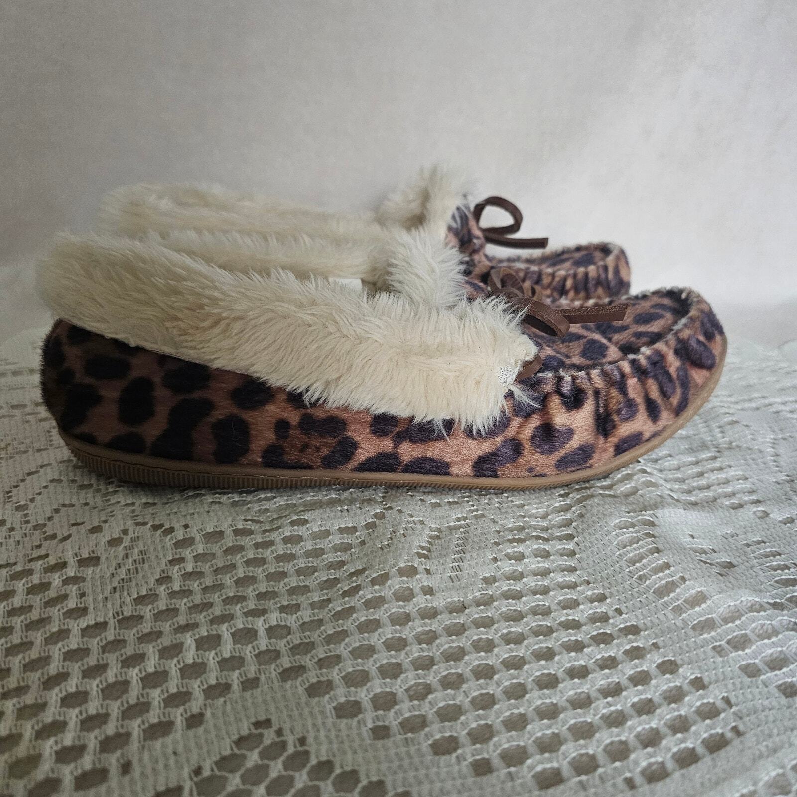 SAOLA J. Mocassino donna Crew leopardato pelo di vitello taglia 9 suola rigida ciabatte scarpe