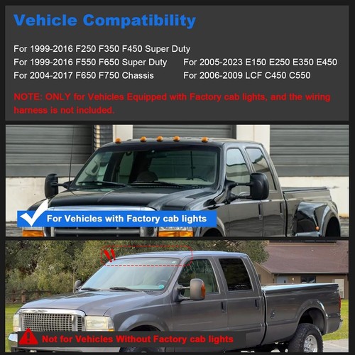 For 1999-2016 Ford F250 F350 F450 Super Duty LED Cab Roof Marker Running Lights - Picture 6 of 9