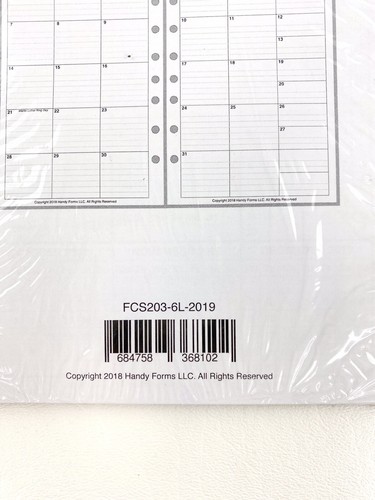Handy Forms 2019 Monthly Planner 6 column Month, With Lines - Picture 2 of 9
