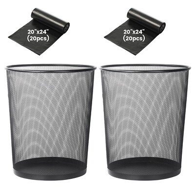 6 Gallon Steel Mesh Trash Cann Rust-Resistant TrashCan with 20 Bonus Trash Bags