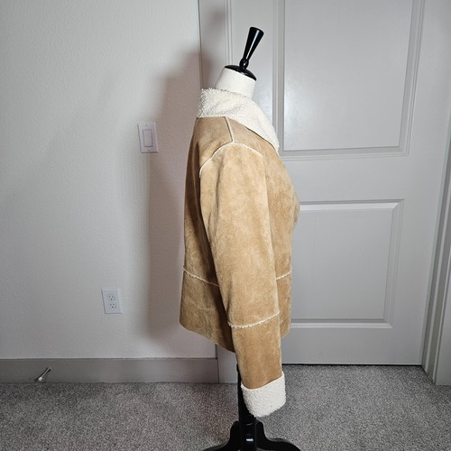 Soft Surroundings Faux Suede Jacket Women Medium Shearling Lined Brown Soft - Picture 2 of 16