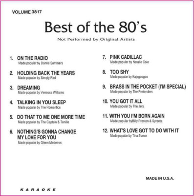 THE BEST OF THE 80's Karaoke CD+G Tracks Backstage #3817 New