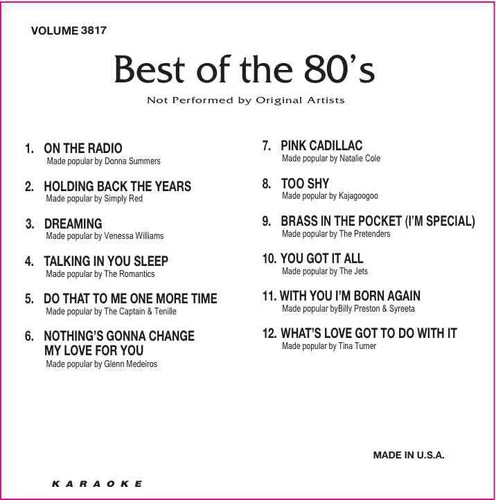 THE BEST OF THE 80's Karaoke CD+G Tracks Backstage #3817 New in Black Sleeve - Picture 2 of 2