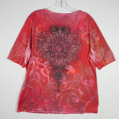 Tunica manica corta Comportamento appropriato taglia XXL design BOHO top strass - Foto 8 di 14