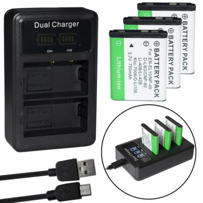 3 Battery +USB Charger For NP-45A Fuji FinePix Instax Mini 70 Mini 90 SHARE SP-2
