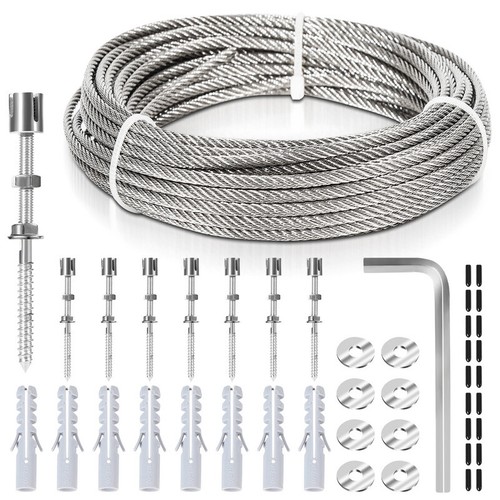 Rankhilfe Edelstahl Drahtseil Rankgitter Seilsystem Rankseilsystem Set 12M - Bild 2 von 10