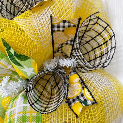 Welcome Lemon Spring Or Summer Deco Mesh Ribbon Wreath - Picture 4 of 4