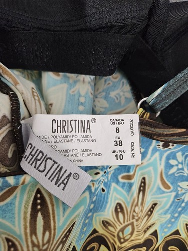 Vintage Christina Swimsuit Bikini Top Vneck Size 8 Multicolor Tankini - Picture 8 of 9