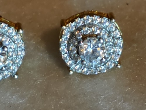 VTG-Genuine-LUSSO Diamond-screw back Cluster Earrings-Center stone 1/4 carat - Picture 4 of 8
