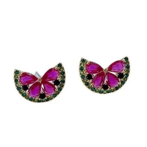 2Ct Pear Cut Simulated Pink Ruby Women's Stud Earrings In 14K Yellow Gold Plated - Picture 5 of 5