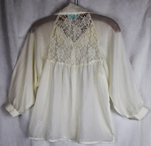 The Arte by Zenna Bluse Top creme transparent Knopfleiste Gr. S - Bild 8 von 13