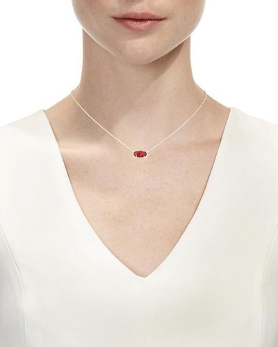 NWT Kendra Scott Elisa Short Necklace Cat's Eye Cobalt Blue Silver Tone - Picture 7 of 7