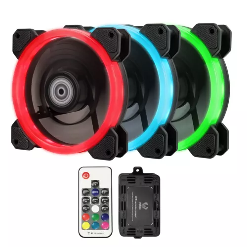 DR12 3IN1 120mm RGB LED Adjustable Color Quiet Computer Case PC Cooling Fan