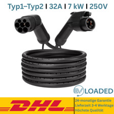 Câble De Chargement Type 1 – Type 2 (32 A, 1 Phase, 7 kW) – 10 M