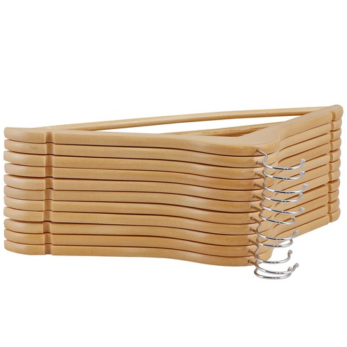 50 Stück Kleiderbügel Premium Natur Finish Anzug Hosen Kleiderbügel Holz - Bild 9 von 16