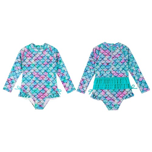 Baby Girls Swimwear Rompers Fish Scale Hawaii One-piece Beach Swimsuit Cute - Picture 22 of 80