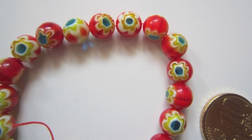 Perlas bola cristal milflores 8 mm X 26 UNIDADES rojo anaranjado abalorios - Photo 2/4