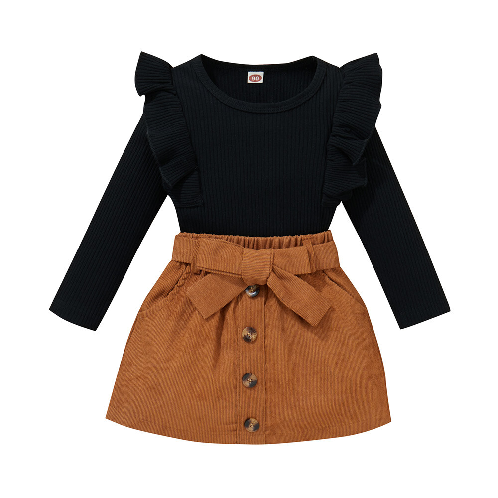 Kids Baby Girls Ruffle Tops T-Shirt Skirt Dress Outfits Set Casual Party Clothes
