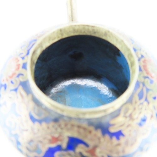 Tetera antigua cloisonne decoración Tíbet tallada en plata - Imagen 5 de 8