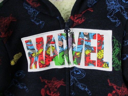 Marvel Avengers Sherpa Lined Jacket Boy 5 Black 5T Avengers Zip Hooded Dino Kids - Picture 5 of 12