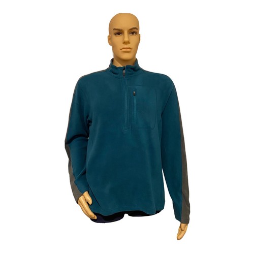 NordicTrack Mens 1/4 Zip Collar Pullover Pocket New Viridiama Teal/ Grey Sz M - Picture 2 of 10