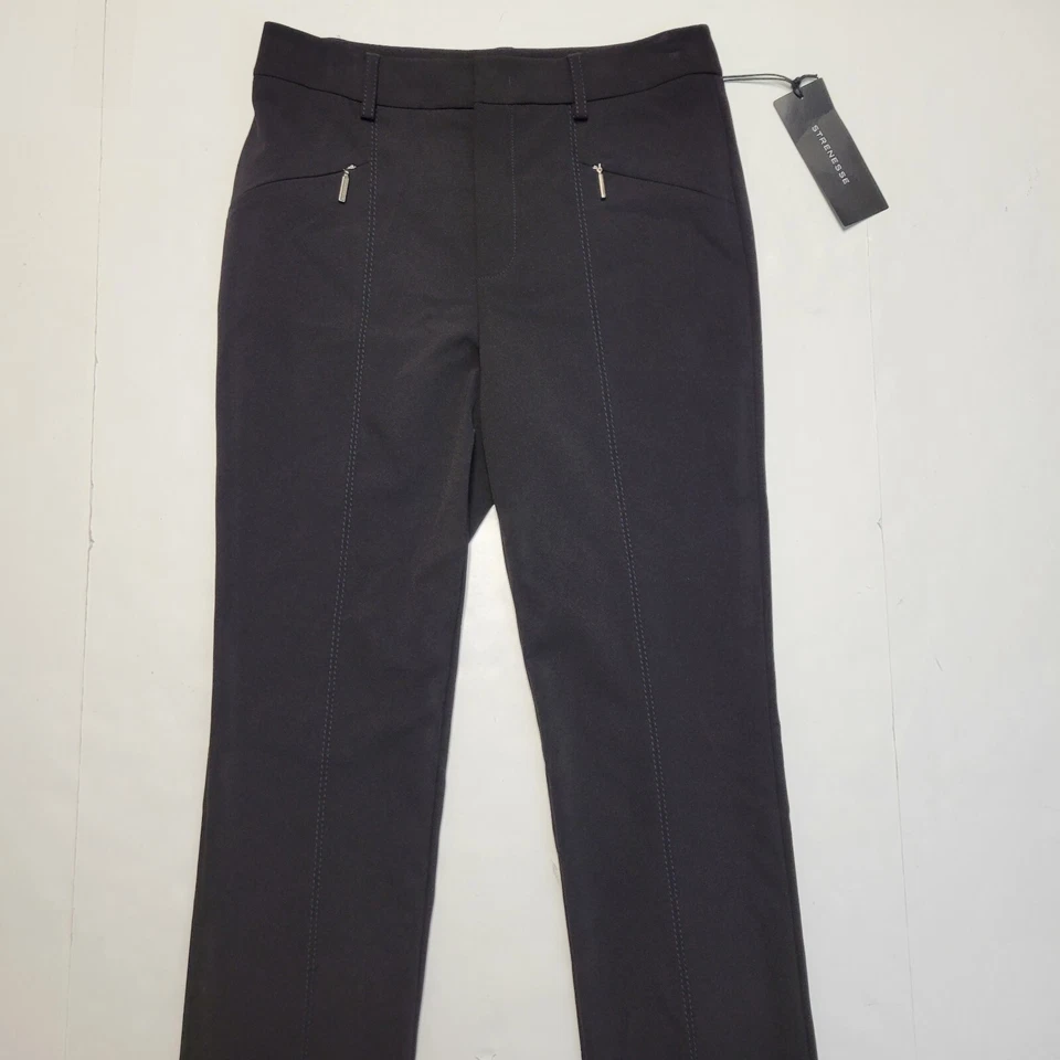 Nuevos pantalones Strenesse para mujer $375 negros talla pequeña EE. UU. 4 elásticos 28x34 Foto 3 de 4