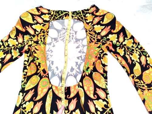 New Zara Printed Mini Dress Size XS Boho Floral Paisley Bell Sleeve Open Back - Picture 3 of 9