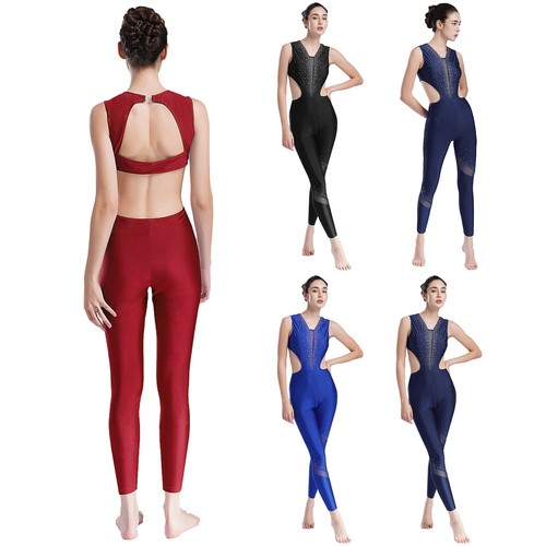 Women Jumpsuit Competition Rompers Ballet Bodysuit Dance Leotard Full Length - Picture 3 of 58