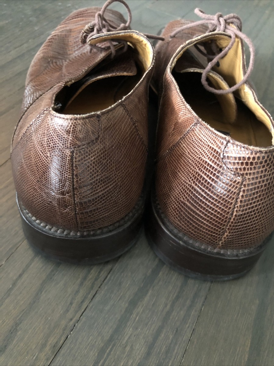 Mezlan Platinum Calvello Brown Genuine Lizard Oxford Shoes  display picture 2