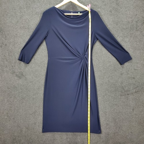 Vestido Vaina Lauren Ralph Lauren Acanalado 3/4 Slv Azul Marino Sólido Elástico Talla 6 - Imagen 10 de 20