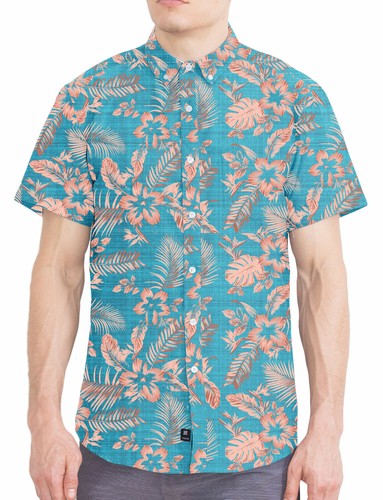 Visive Herren und große Herren Hawaii Kurzarm Knopfleiste bedruckte Hemden - Bild 15 von 49