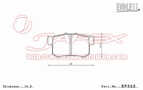 ENDLESS SSS Rear Brake pads for HONDA LEGEND KA7/8 1990/10-1996/2 3200cc- EP322 - Picture 2 of 2