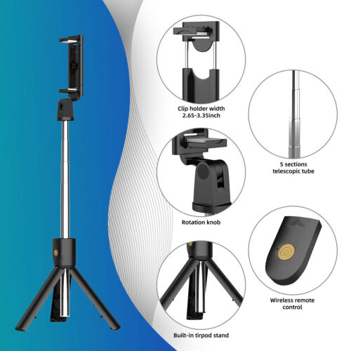 Selfie Stick Stativ mit Bluetooth Fernbedienung tragbar für iPhone und Android Handys - Bild 20 von 23