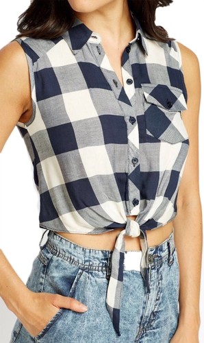 Cropped Tie Half Shirt Buttons Tie Top 