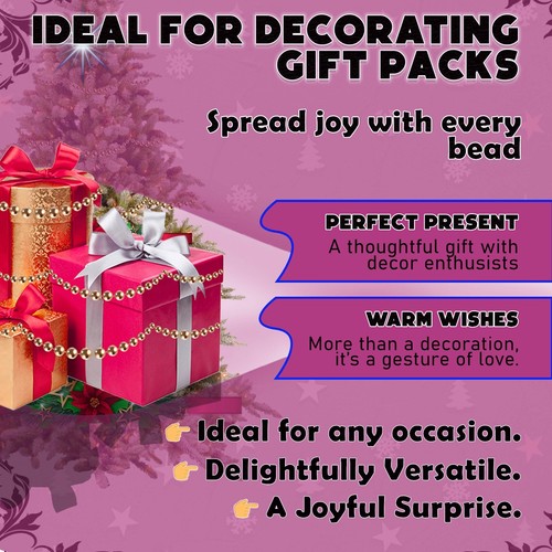 Christmas Bead Garlands-3Pk, Shiny Pearl Beads Chain Plastic, Hanging Ornaments - Picture 6 of 154