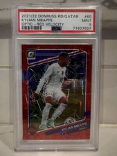 kylian Mbappe 2021-22 Donruss Road to Qatar Red Velocity - PSA 9