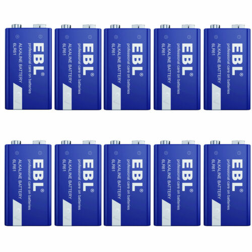 EBL Industrial 9 Volt (9V) Alkaline Batteries Long Lasting 600mAh 9V Battery Lot - Picture 4 of 19