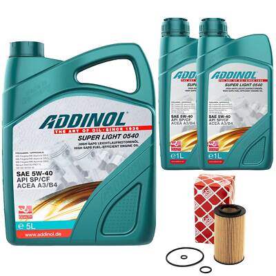 Motoröl Set ADDINOL 5W-40 Super Light 7 Liter + Ölfilter für Mercedes C-Klasse