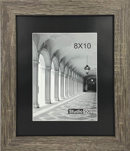 Juego de 6 piezas Studio 500 8x10" mesa/pared gris madera envejecida marco de fotos alfombrilla 5x7 - Imagen 5 de 6