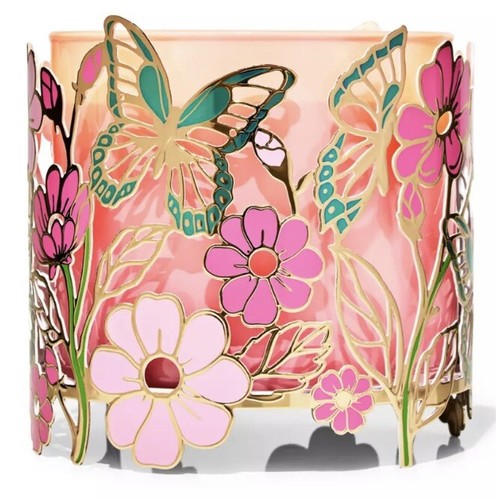 BATH & BODY WORKS BUTTERFLIES IN THE GARDEN 3 WICK CANDLE HOLDER NEW - 第 1/3 張圖片