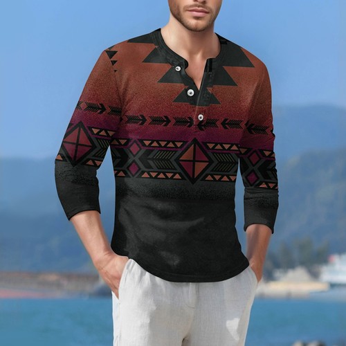 Men's Henley Shirts Retro Slim Fit 3-Button Long Sleeve Workout Tank Tops - Picture 28 of 30