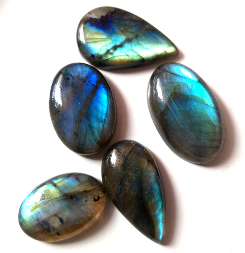 121 Karat Natur Multi Labradorit Mix Form Lose Edelstein Cabochon 5 Stck. Menge - Bild 5 von 7