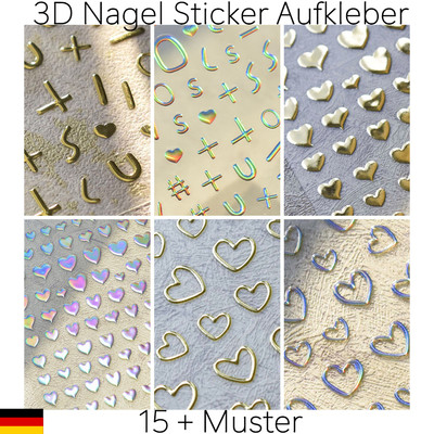 3D Nagelsticker Selbstklebend Nagelaufkleber Glitzer Struktur Textur Fingernägel