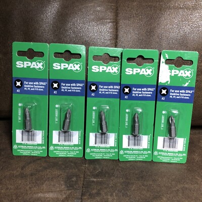 5 PACK SPAX  Unidrive #2 Phillips 1'' Insert Drive Bit For #8, #9 And #10 Screws