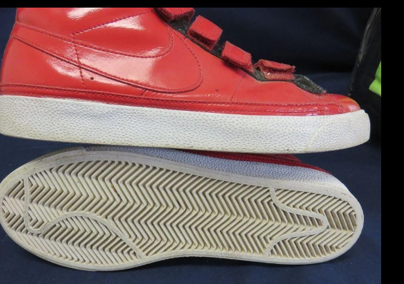 NIKE RED LEATHER SNEAKERS BLAZER AC HIGH TOP SIZE 8 VERY COOL SUPER BAD