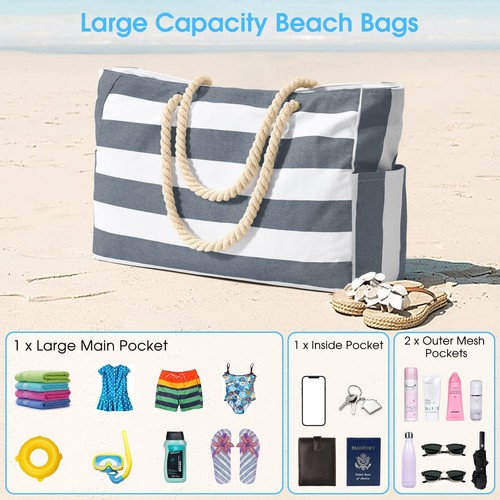 Becokan Beach Bag Large Beach Tote Bag for Women Waterproof Sandproof Swim Po... - Picture 8 of 8