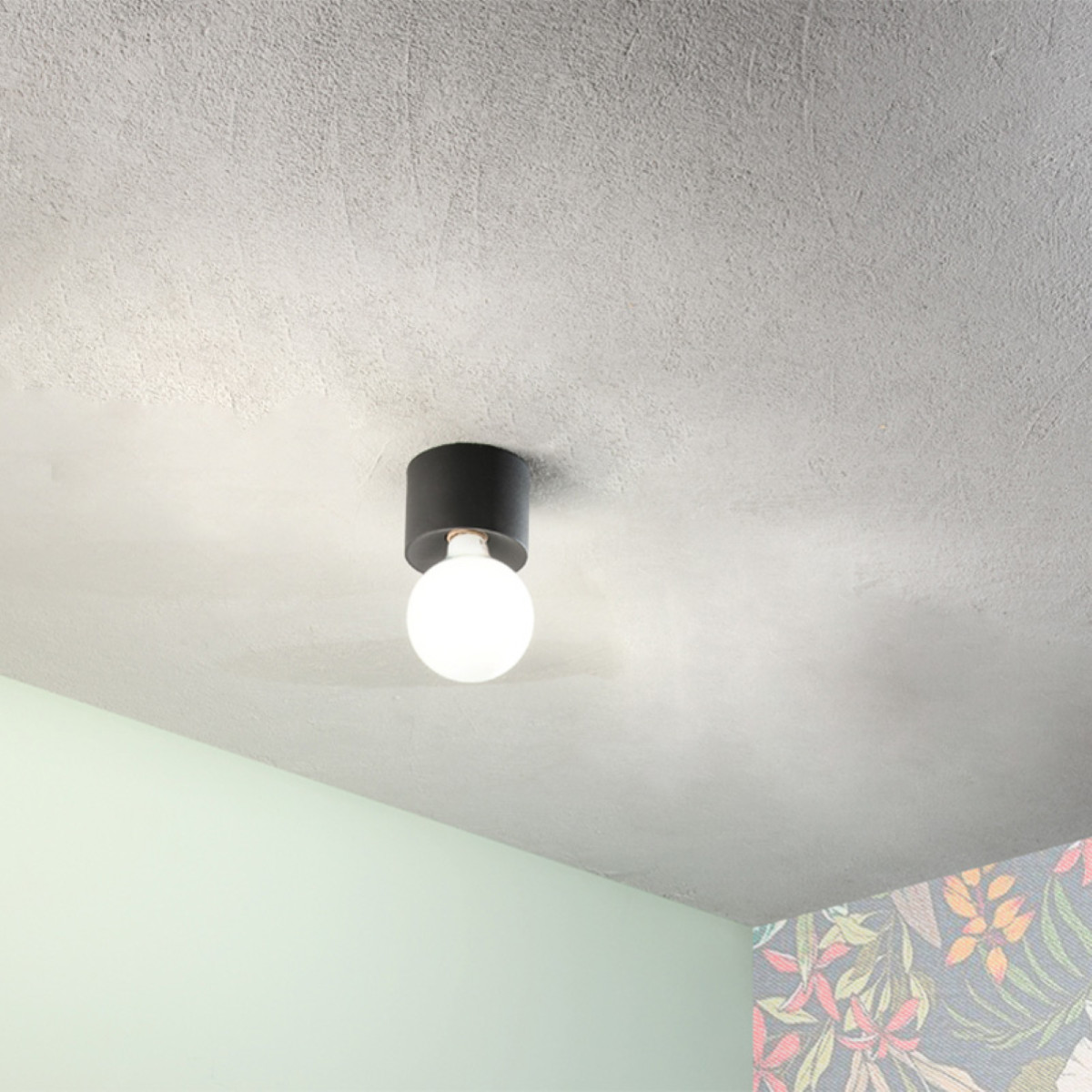 Plafoniera Industriale BOW Alluminio Nero - E27 Lampadina Vista